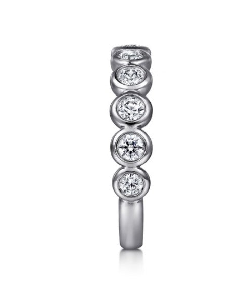 Amalfi - 14K White Gold Bezel Set Diamond Anniversary Band - 0.75 ct