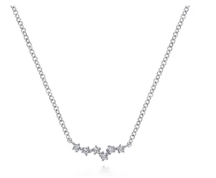 14K White Gold Diamond Constellation Bar Necklace