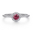 14K White Gold Pink Tourmaline and Diamond Halo Promise Ring