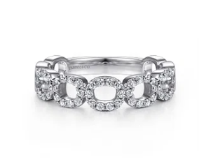 14K White Gold Open Diamond Circle Band