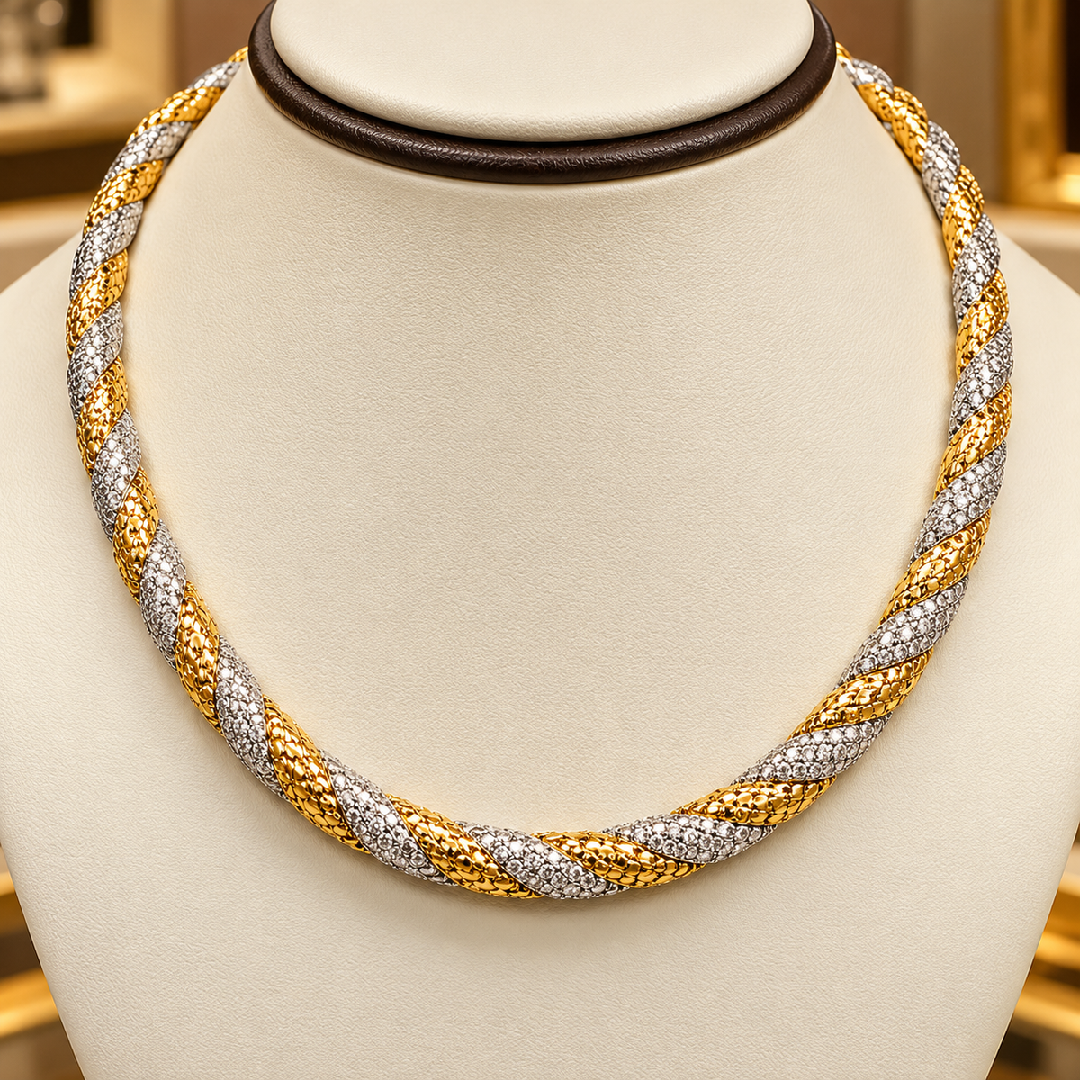 18K Two-Tone Gold Mesh Necklace