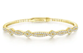 14K Yellow Gold Twisted Diamond Bangle