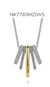 925 Sterling Silver and 14K Yellow Gold Bujukan and White Sapphire Multiple Row Pendant Necklace