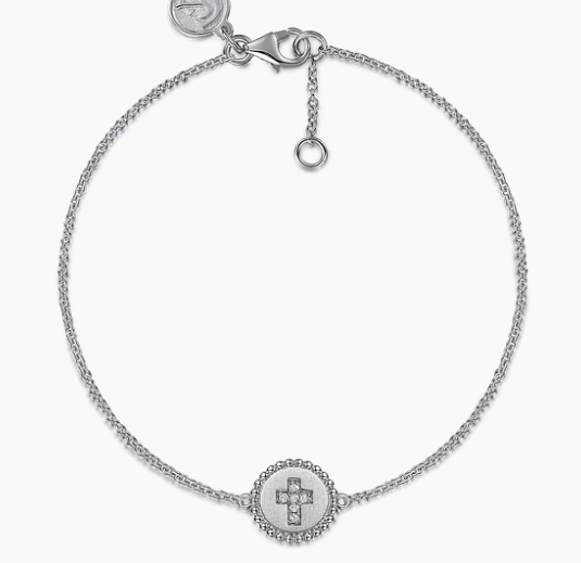 GABRIEL STERLING SILVER DIAMOND BUJUKAN CROSS BRACELET