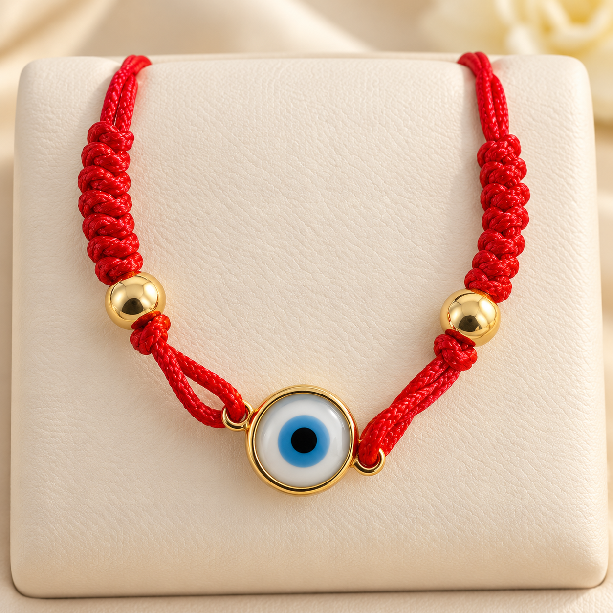 Red Cord Evil Eye Children's Bracelet with 14K Gold Accents