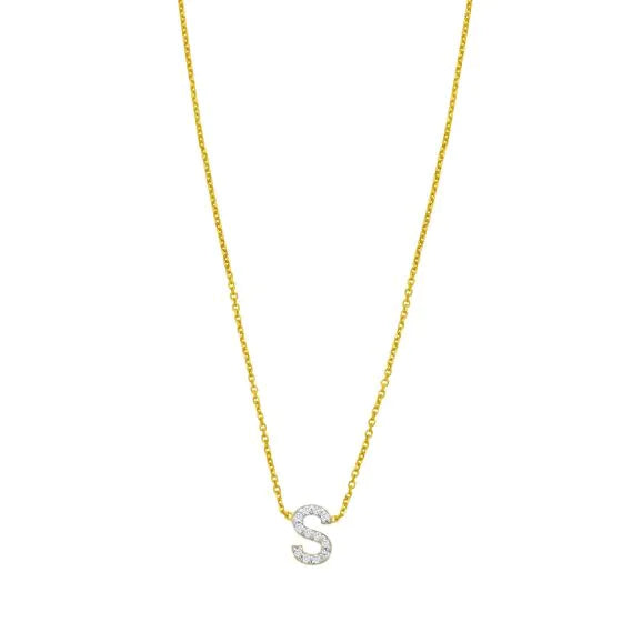 14K Mini Diamond S Initial