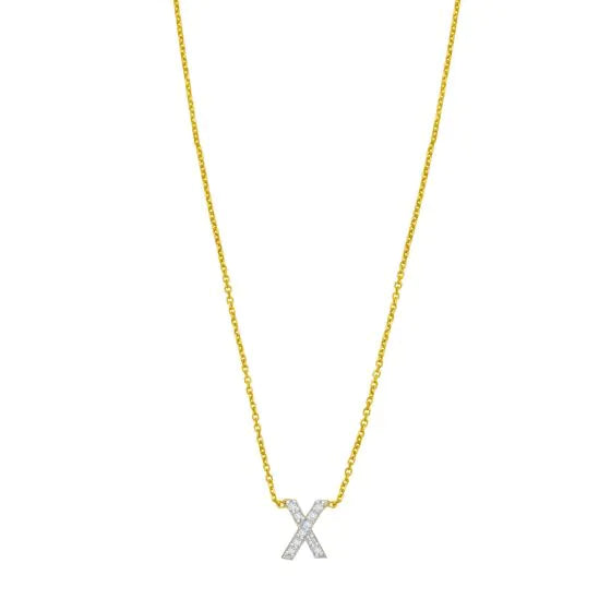 14K Mini Diamond X Initial