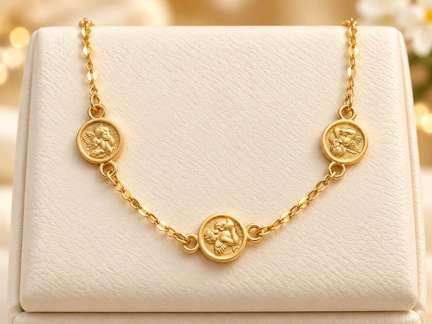 14K Yellow Gold Children's Angel Medal Bracelet