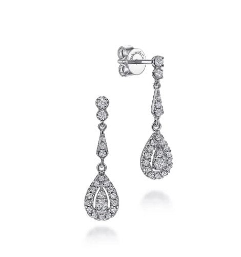 Vintage look- BRAND NEW 14K White Gold Diamond DROP Earrings