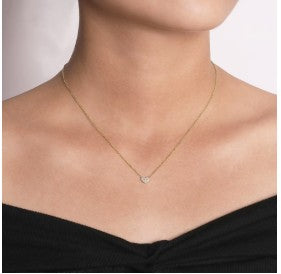 14K YELLOW GOLD PAVE DIAMOND HEART NECKLACE by Gabriel &amp; Co.