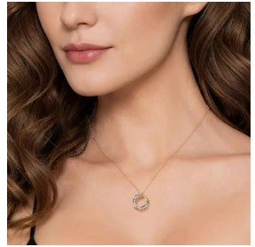 14K White &amp; Yellow Gold Diamond Pendant Necklace-Bujukan