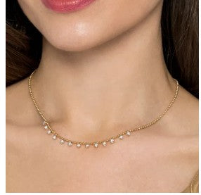 14K Yellow Gold Diamond Drop Bujukan Necklace by Gabriel & Co