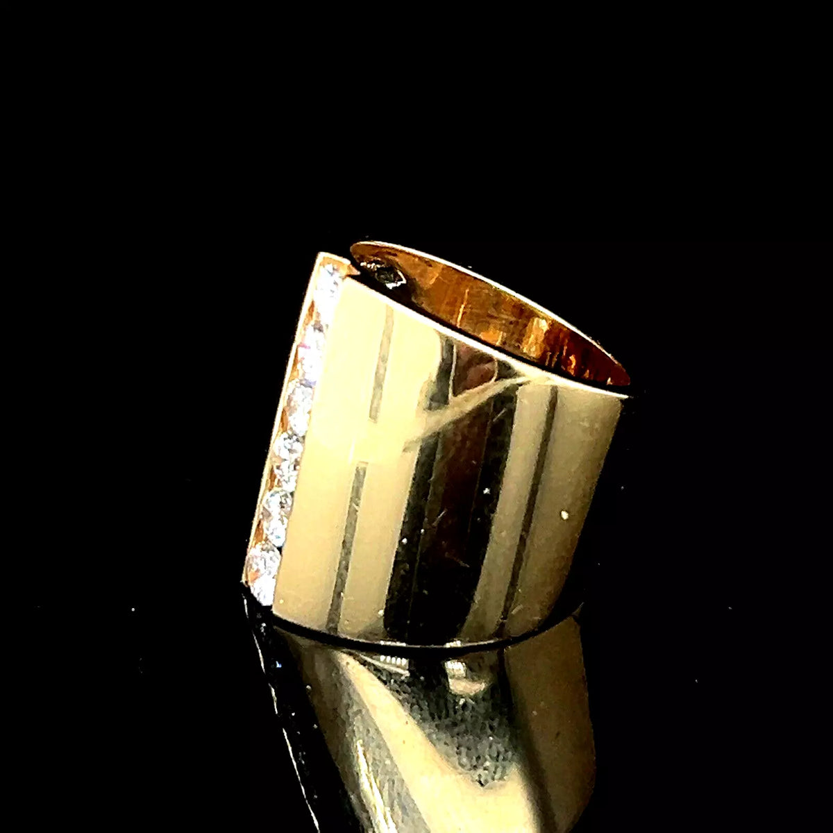 Vintage Estate Sonia Bitton 14k Yellow Gold Wide Width Diamond Ring .75 ct