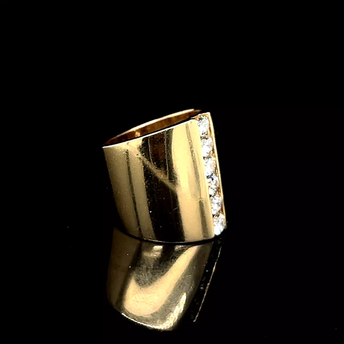 Vintage Estate Sonia Bitton 14k Yellow Gold Wide Width Diamond Ring .75 ct