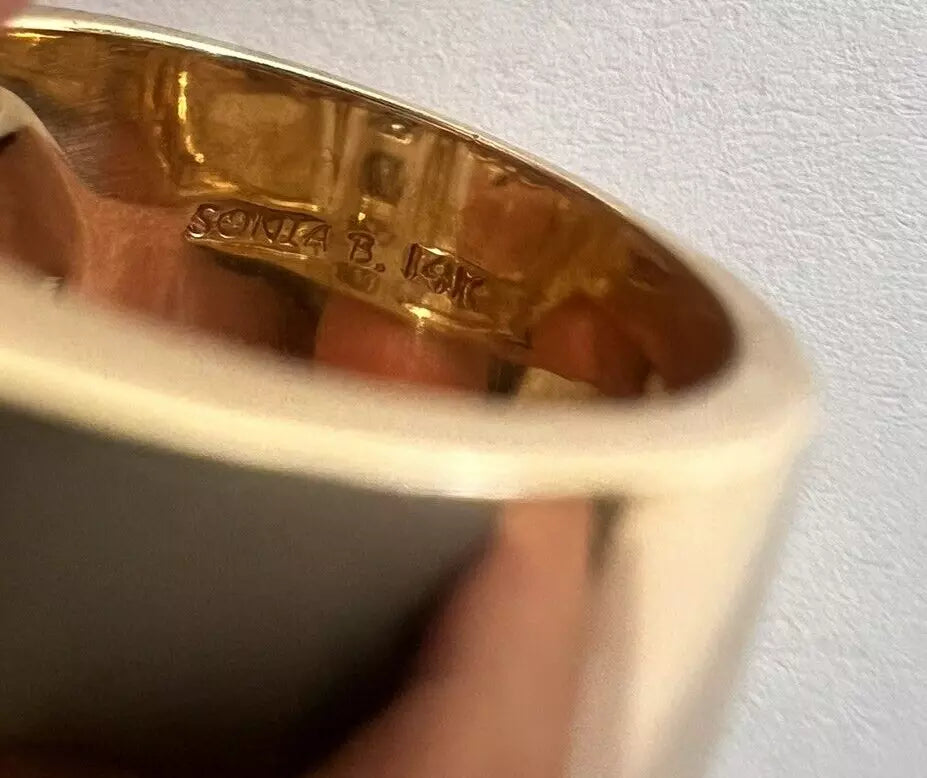 Vintage Estate Sonia Bitton 14k Yellow Gold Wide Width Diamond Ring .75 ct