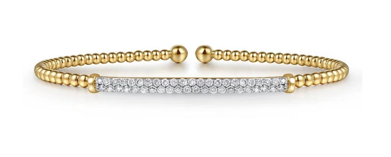 14K Yellow Gold Bujukan Diamond Bar Split Bangle