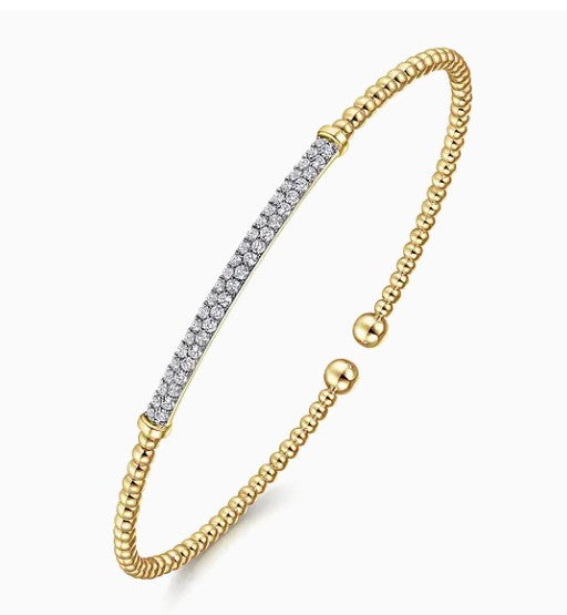 14K Yellow Gold Bujukan Diamond Bar Split Bangle