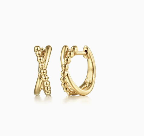 14K Yellow Gold Bujukan Twisted Huggie Earrings by Gabriel &amp; Co.