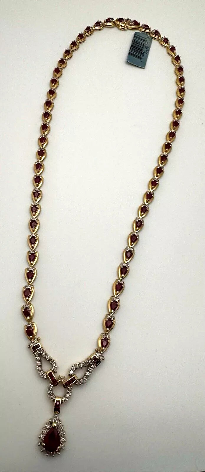 Vintage Estate 14k Yellow Gold Precious Ruby Diamond Toggle Necklace 1.15 ctw