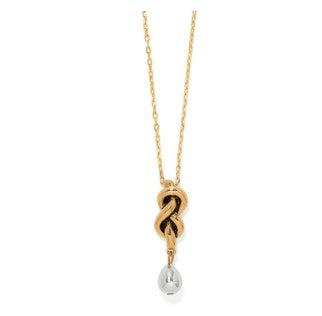 Interlok Single Knot Drop Necklace-Yellow gold tone