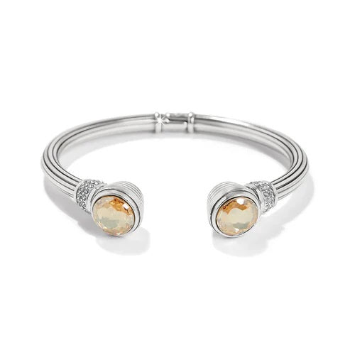 Meridian Aurora Petite Hinge Bangle (Silver-Golden) by Brighton