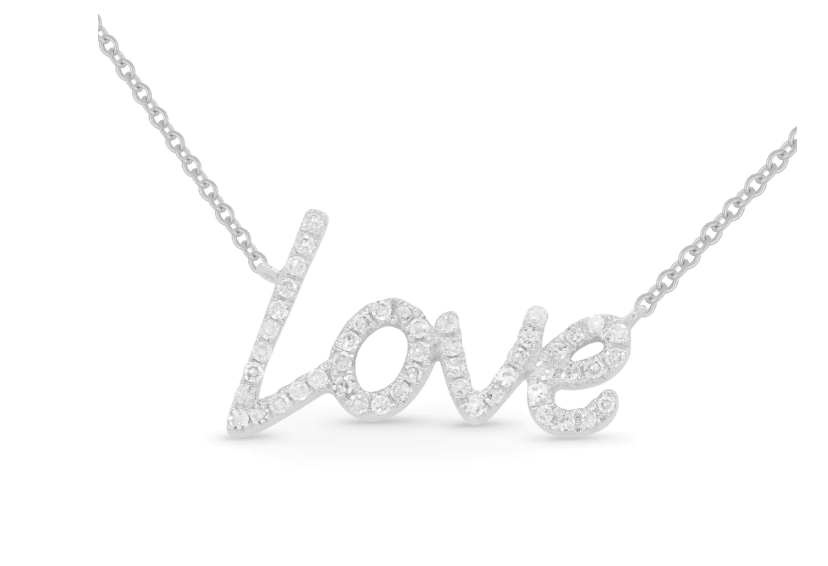 Madison L 14kt white gold and diamond love necklace