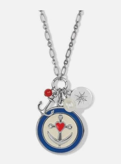 ANCHOR BAY Silver Enamel Nautical Ocean Long Necklace
