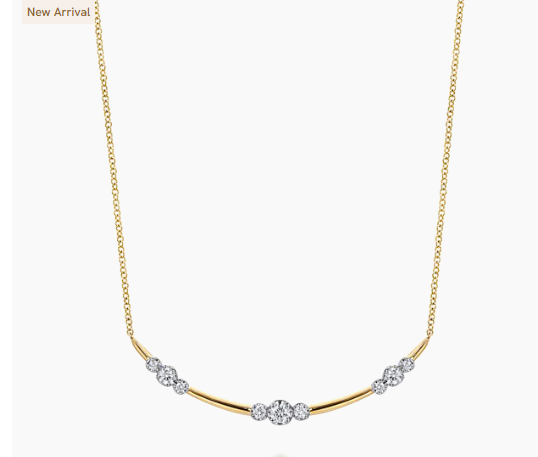 14K Yellow Gold Diamond Station Bar Necklace by Gabriel &amp; Co