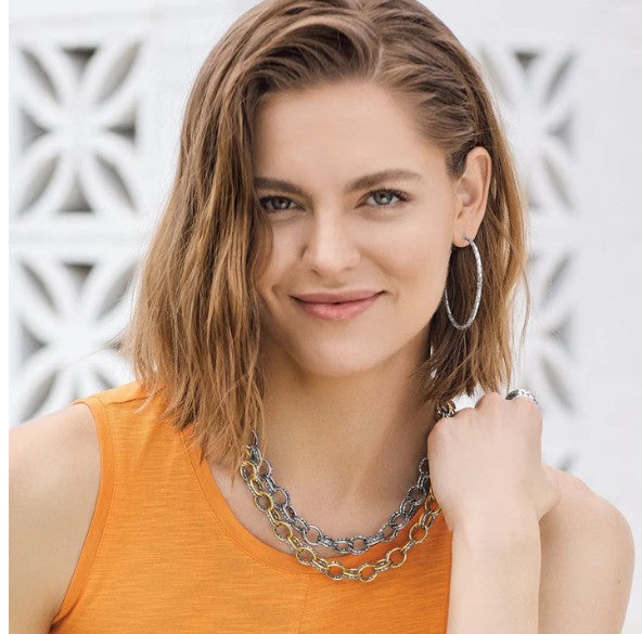 Pebble Link Two Tone Necklace