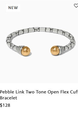 Pebble Link Two Tone Open Flex Cuff Bracelet
