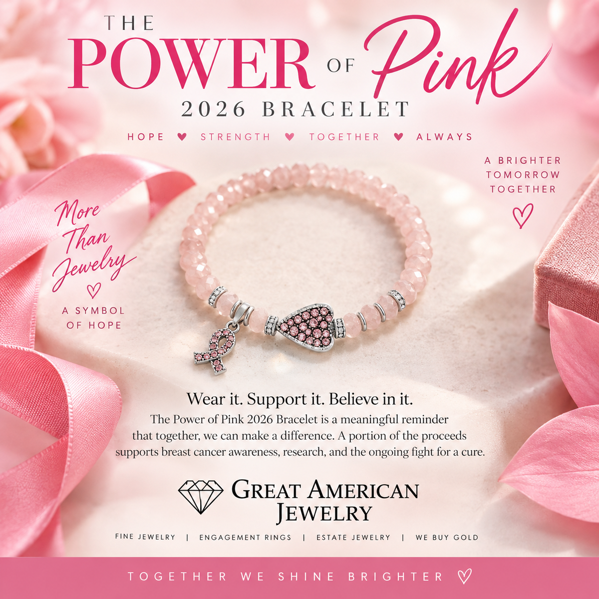Power of Pink Breast Cancer 2026 Bracelet by Brighton- (Will be shipped out 10-1-26)