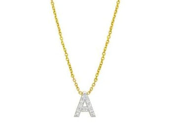 14K Mini Diamond A Initial