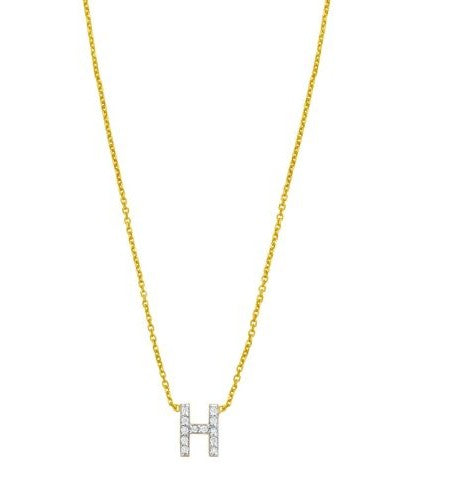 14K Mini Diamond H Initial
