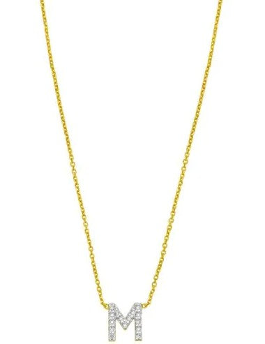 14K Mini Diamond M Initial
