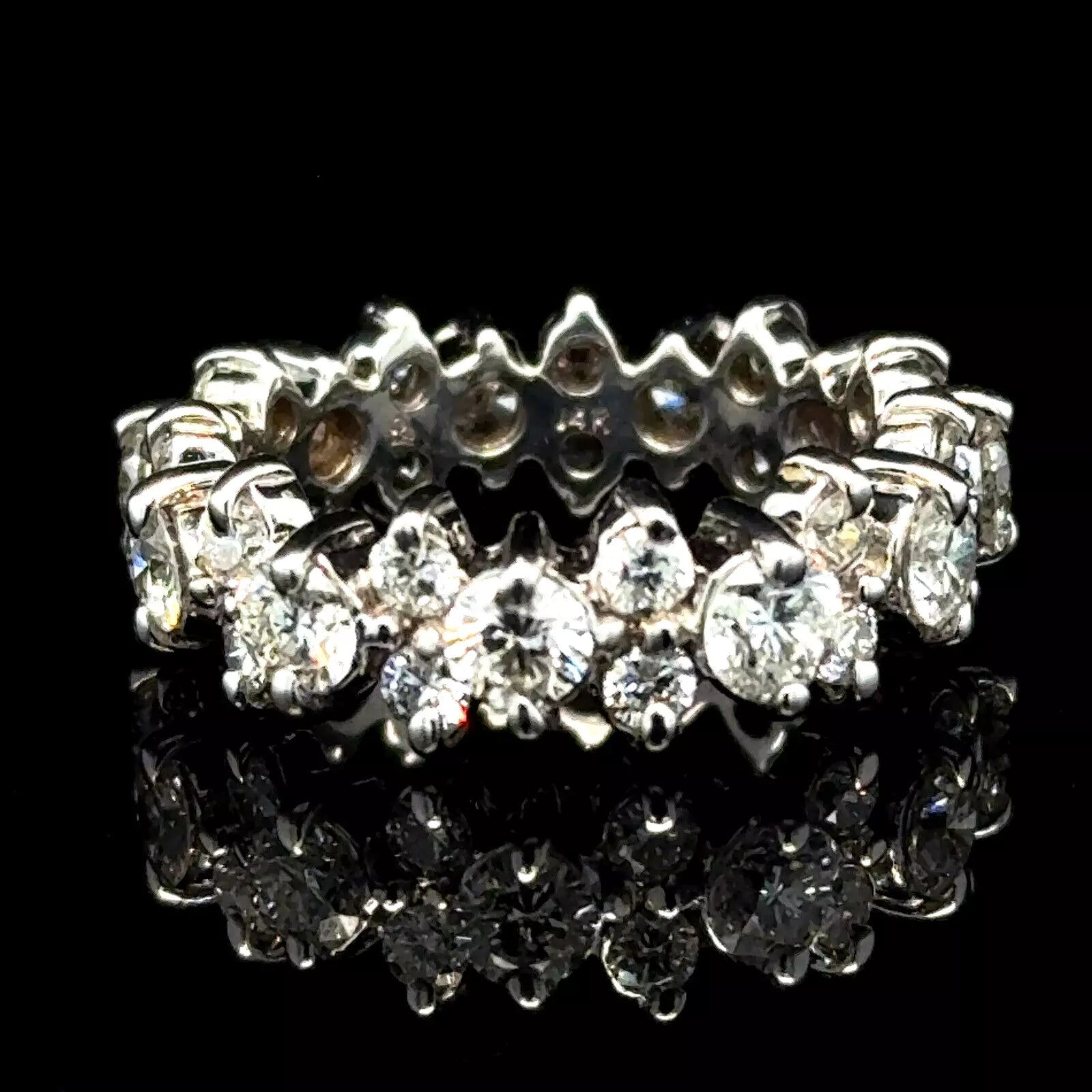 14k White Gold Diamond Eternity Band Mined 2.20ct Diamonds Size 5