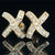 Vintage Estate 14k Yellow Gold X Earrings With .50ct Diamonds