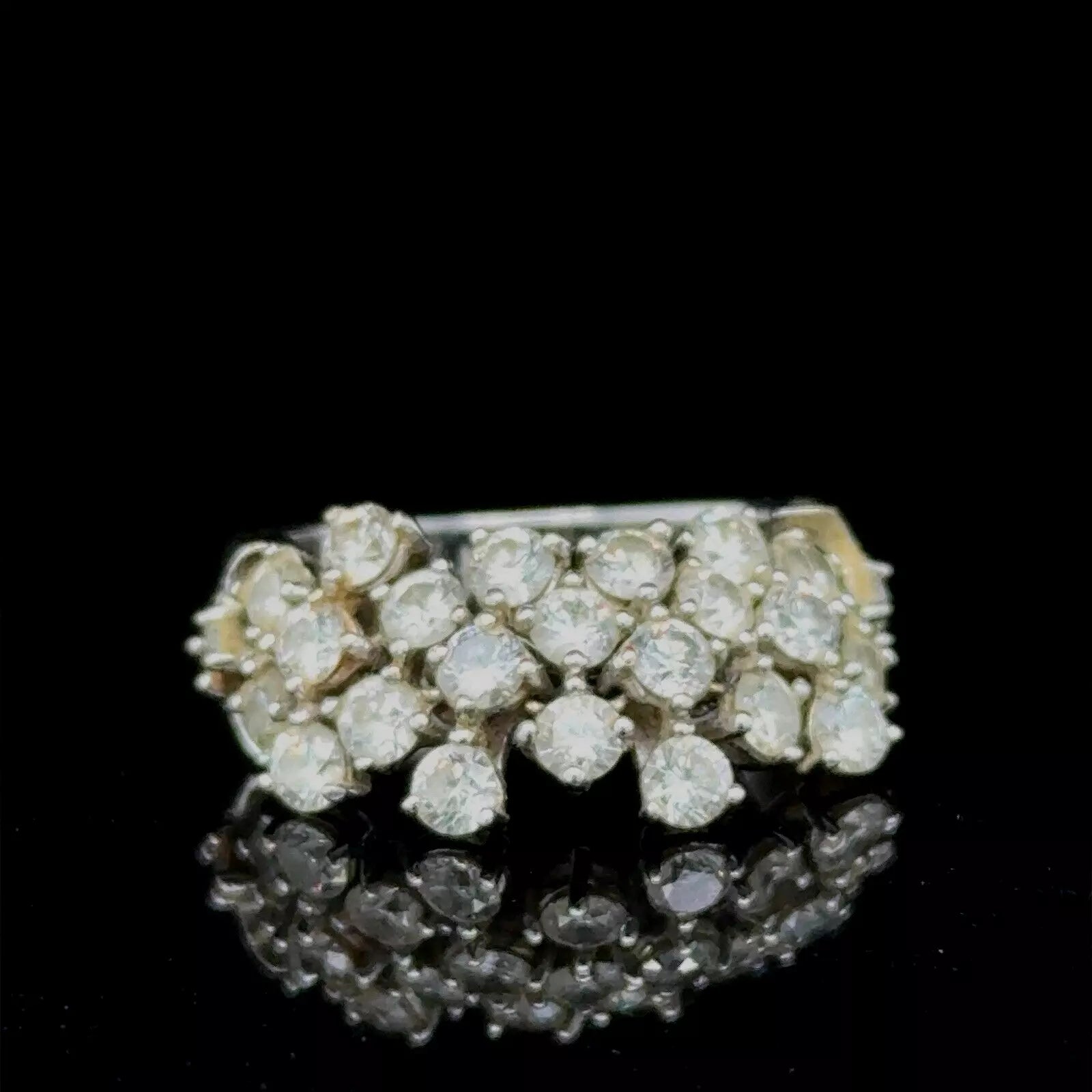 18k White Gold Diamond Cluster Sonia Bitton Ring Size 5 2.16ct Diamonds