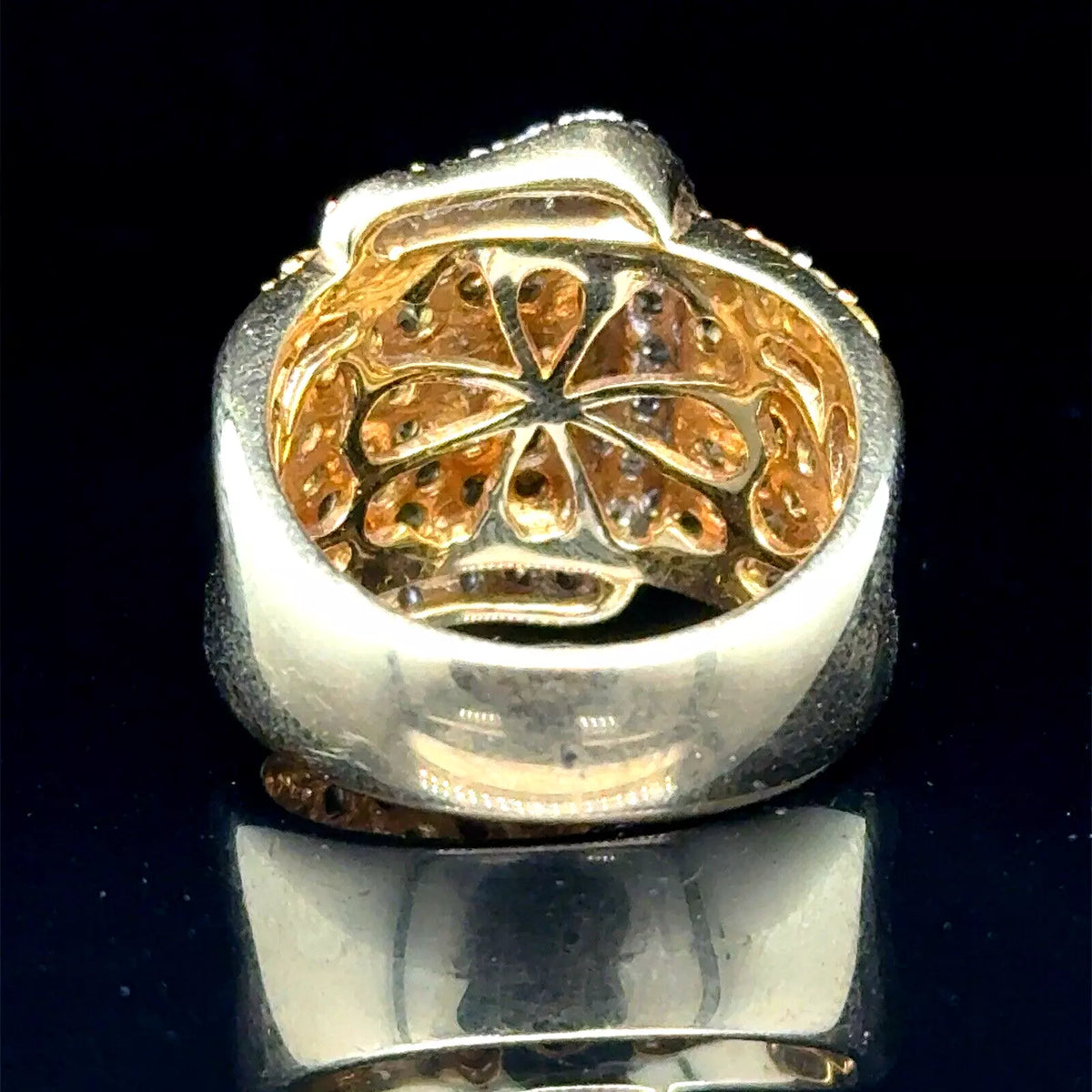 14k Yellow Gold Belt Ring With .40cts Yellow Sapphire And 2cts Diamonds Size 7