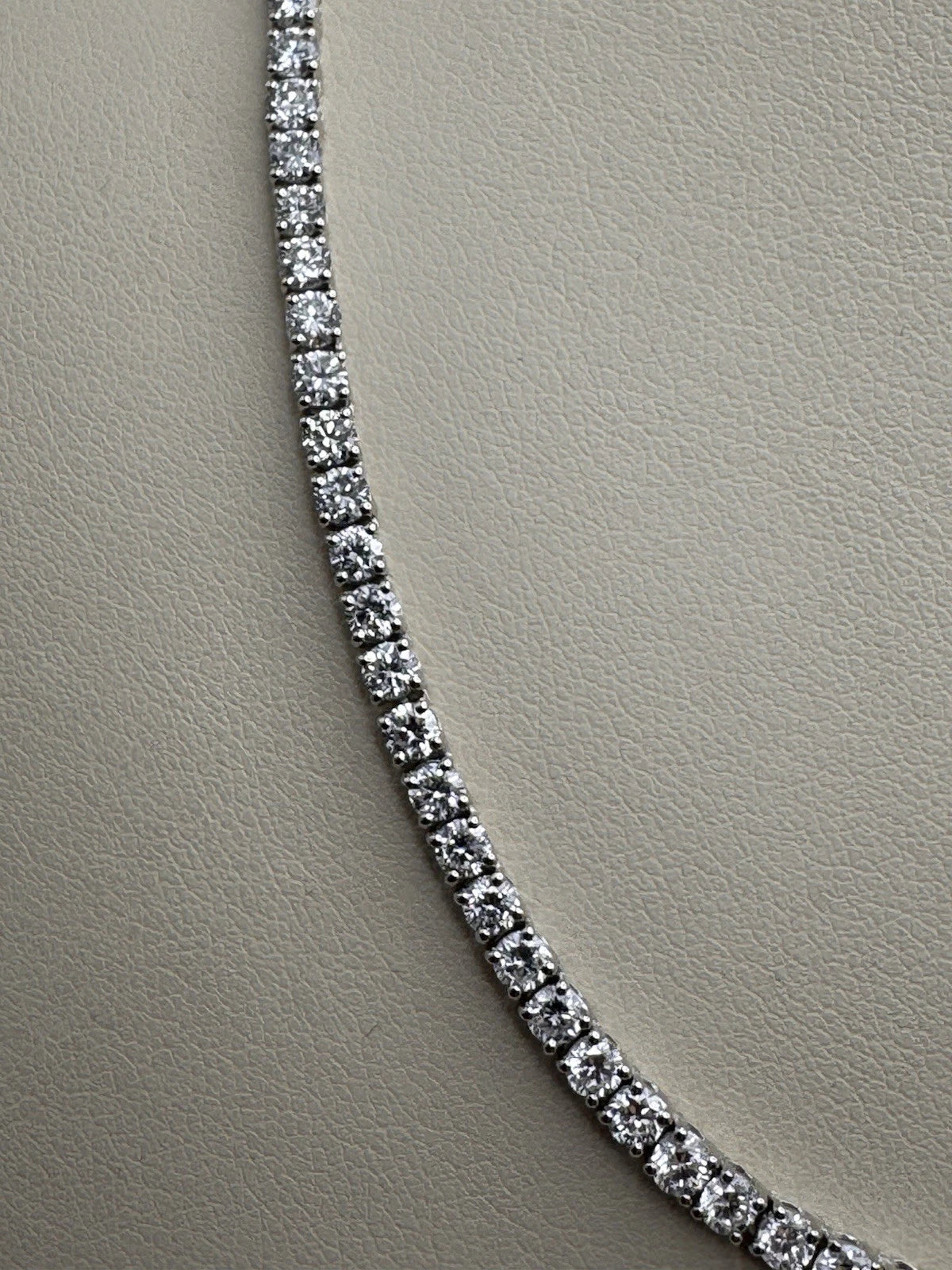 Sterling Silver 925 Lab Grown Diamond Tennis Eternity Necklace 10 Carat Diamonds