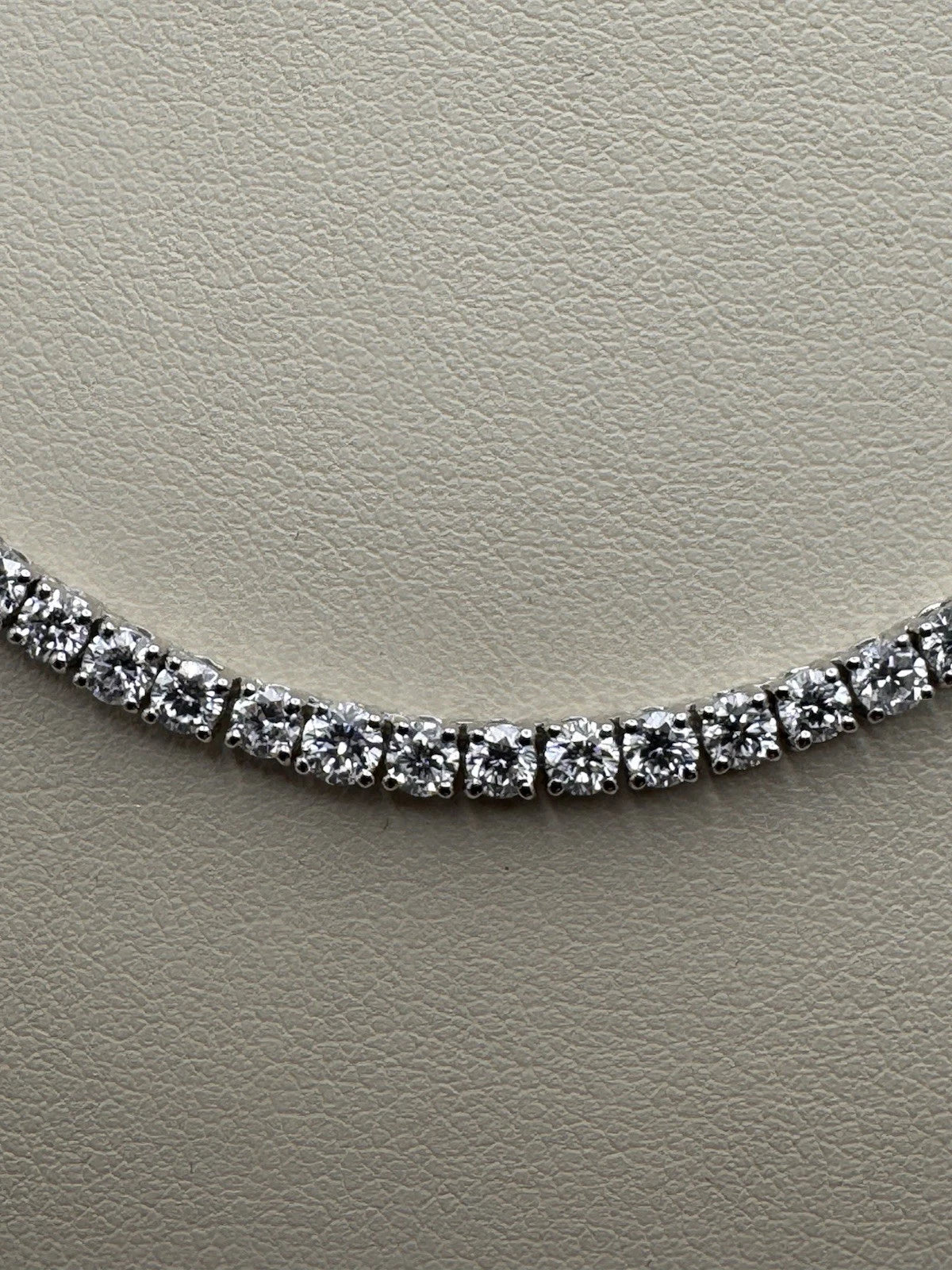 Sterling Silver 925 Lab Grown Diamond Tennis Eternity Necklace 10 Carat Diamonds