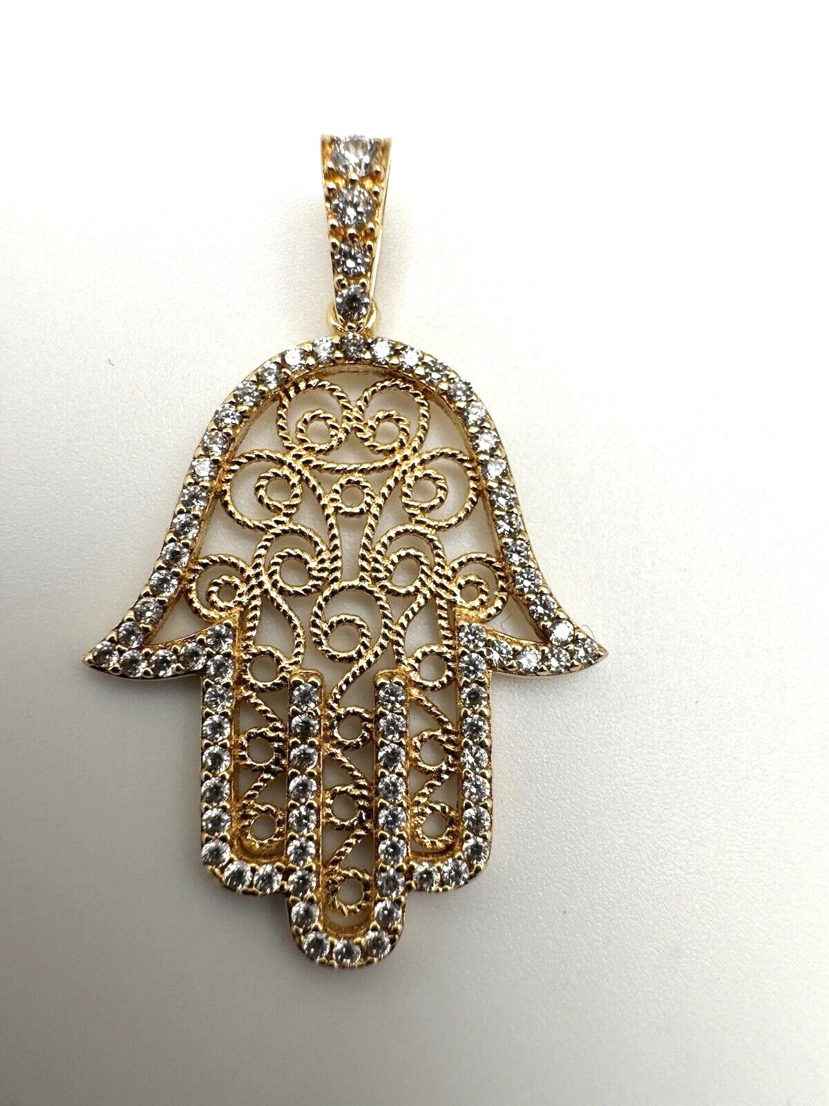 14k Yellow Gold Hamsa Pendant With Diamonds