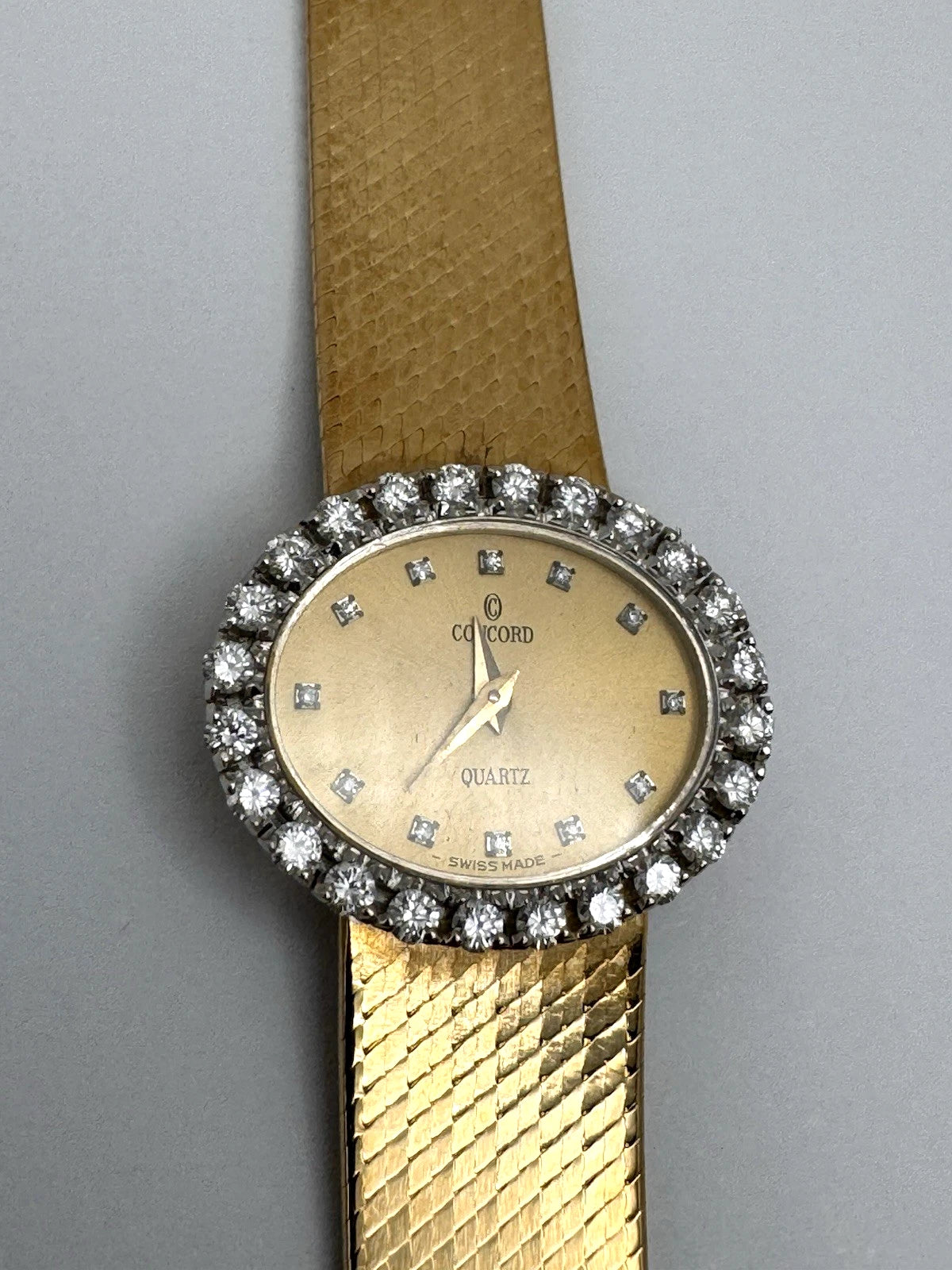 Concord Classic Vintage 14K Yellow Gold Watch w/Gold Dial & Diamond Bezel