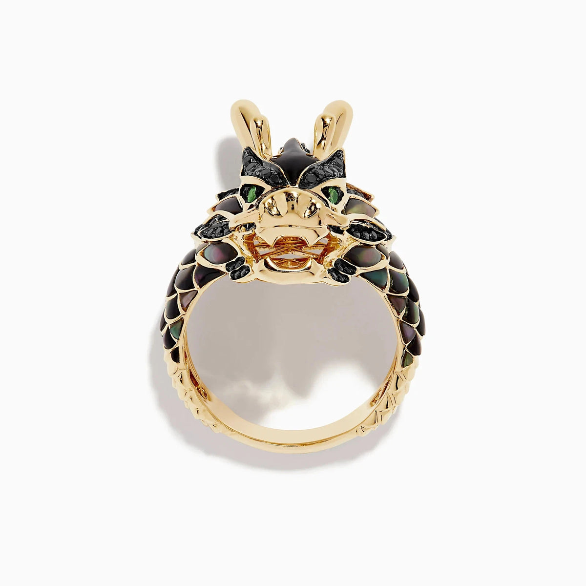 Effy Gento 14K Dragon Ring Black Diamond 0.60ct Tsavorite 1.95ct Shell