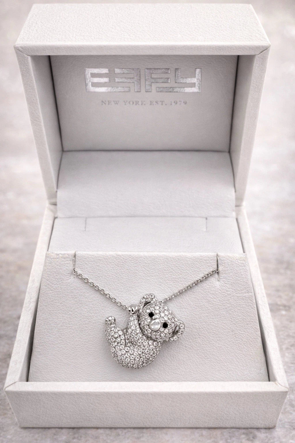 Effy 14K White Gold Diamond Koala Pendant 0.67ct TW HI Color w/ Black Diamond