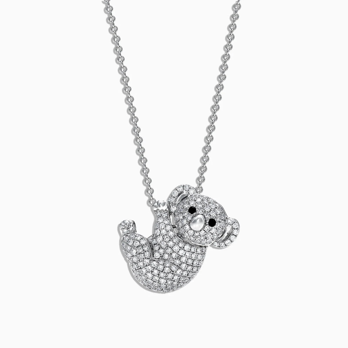 Effy 14K White Gold Diamond Koala Pendant 0.67ct TW HI Color w/ Black Diamond