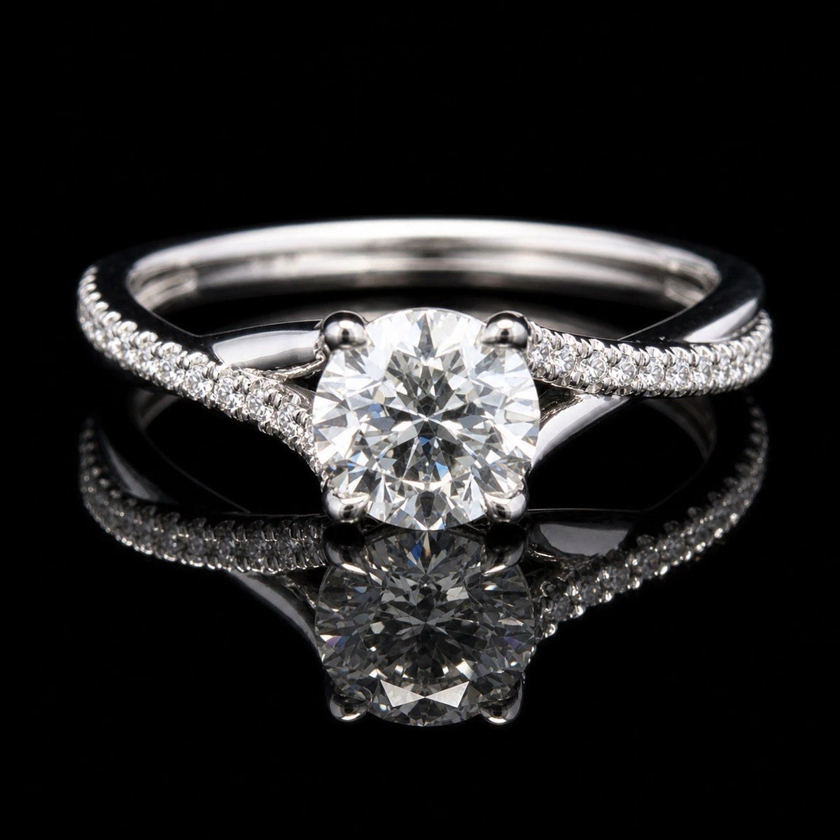 14k White Gold 1.04 Ct Round J Color Vvs1 Twist Shank Engagement Ring