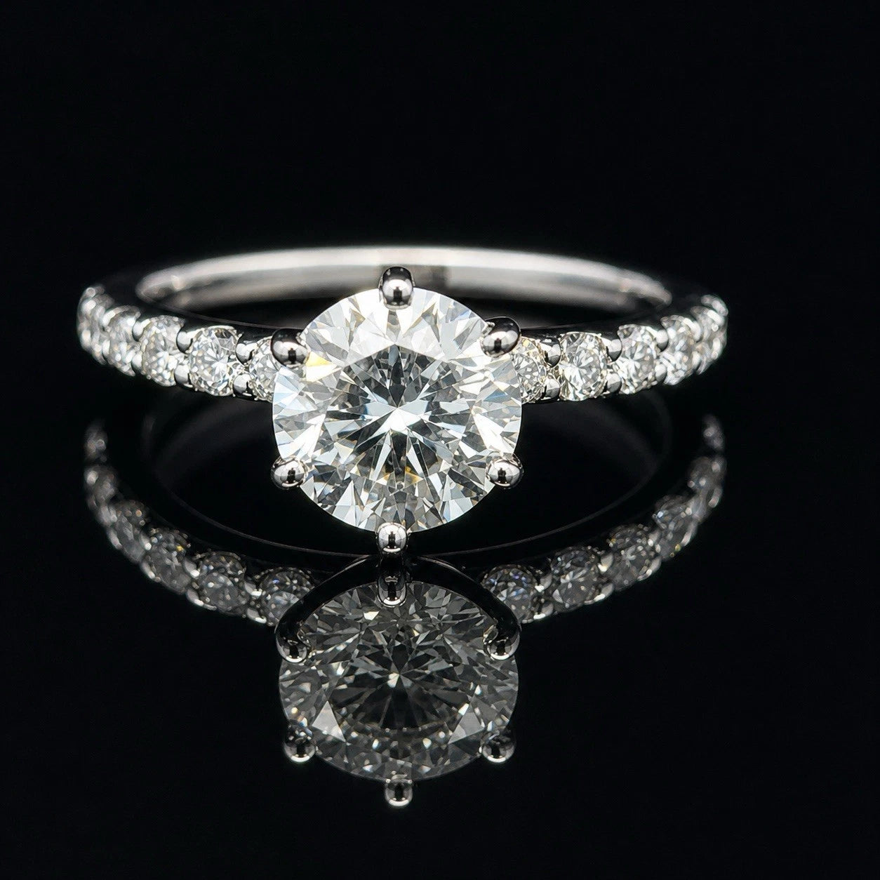 14k White Gold 1.70 Ct Round Brilliant Diamond Engagement Ring I Color Si1 Gia