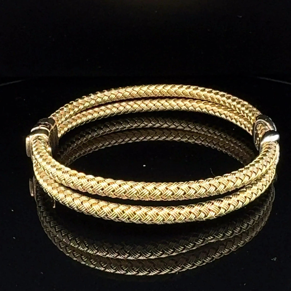 14K Yellow Gold Double Braided Diamond X Bracelet Women’s Luxury Estate Jewelry