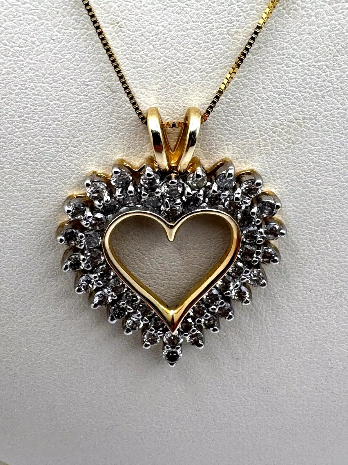 Vintage 14k Yellow Gold 2.00ct Diamond Pendant With Box Link Chain