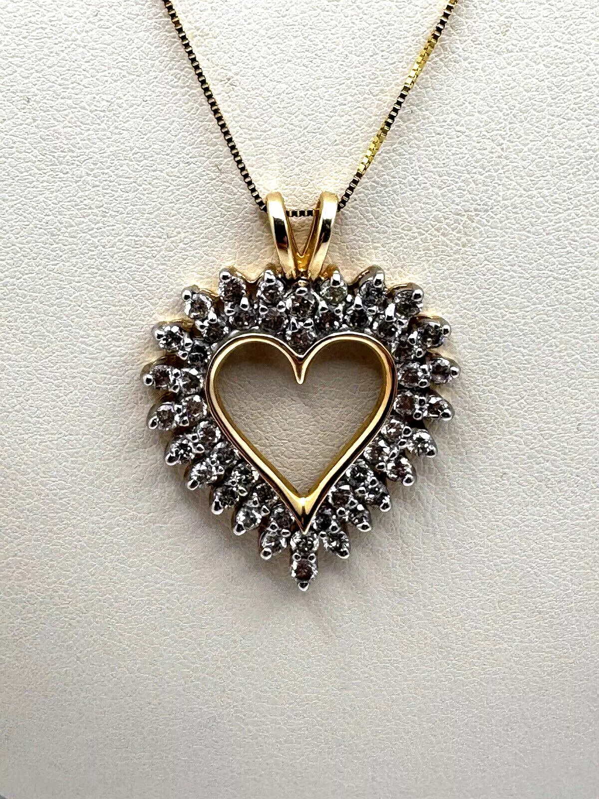 Vintage 14k Yellow Gold 2.00ct Diamond Pendant With Box Link Chain